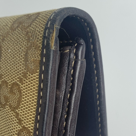 GUCCI HEART SIGNATURE JACQUARD GG BROWN LEATHER TRIM WALLET - Picture 5 of 11